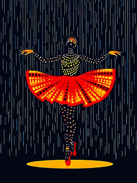Ballerina danst in de regen - Minimalistische illustratie van A.D. Digital ART