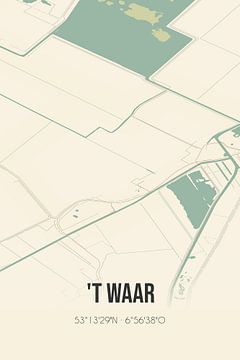 Vintage landkaart van 't Waar (Groningen) van MijnStadsPoster