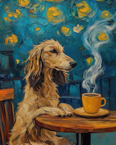 Afghan Hound Coffee Break