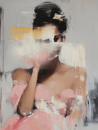 Modern en abstract portret in pastelkleuren