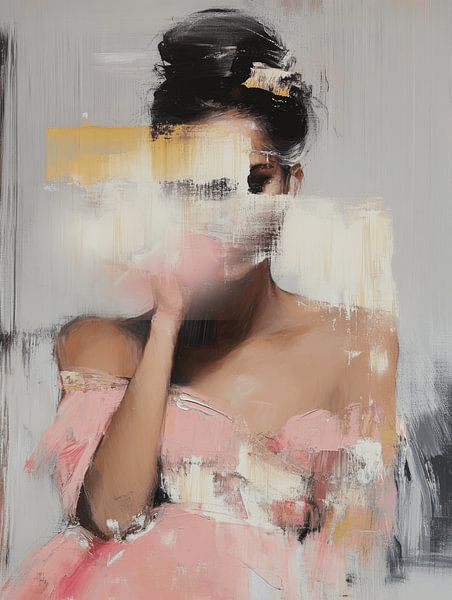 Modern and abstract portrait in pastel colours by Carla Van Iersel