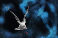 Zeemeeuw met gespreide uitslaande vleugels van Jan Brons thumbnail