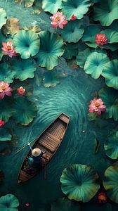 Stille Navigation zwischen Lotusblumen: Eine Zen-Flucht