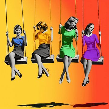 Pop Art Portret Vrouwen Swing Retro Zon Joie de vivre van gm_designs