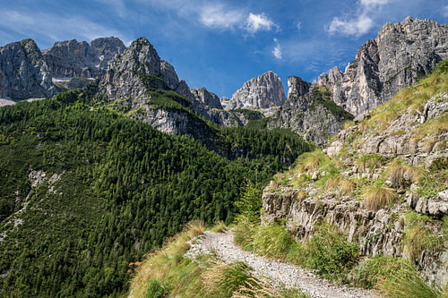 Uitzicht op Bergmassief Rifugio Selvata Dolomieten Italië