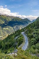 Kronkelende weg door bergen Martigny, Valais, Zwitserland