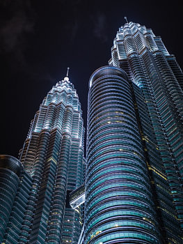 Petronas Towers in Kuala Lumpur by night