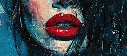 Portrait moderne - Lèvres rouges expressives