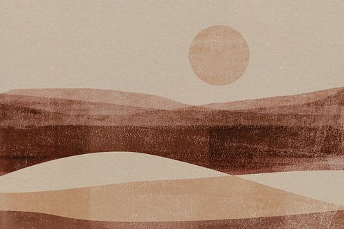 Zacht terracotta en crèmekleurig landschap