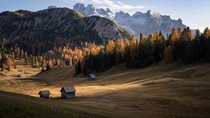 Les derniers rayons du soleil dans les Dolomites.