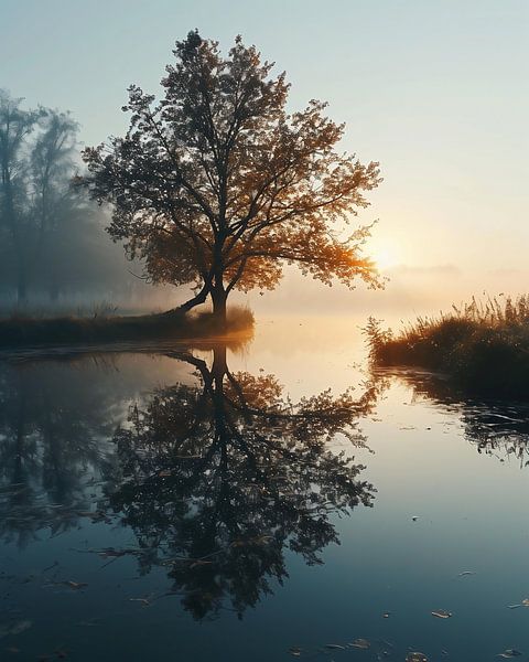 Ochtendmist van fernlichtsicht
