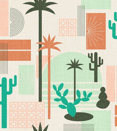 Palm Springs Geometrische Flucht Smaragd