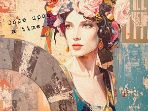 Mixed Media Art: Vintage-Porträt einer Frau im Collage-Stil