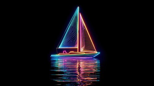 Kleurrijke neon zeilboot