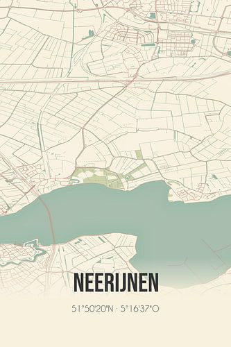 Alte Landkarte von Neerijnen (Gelderland)