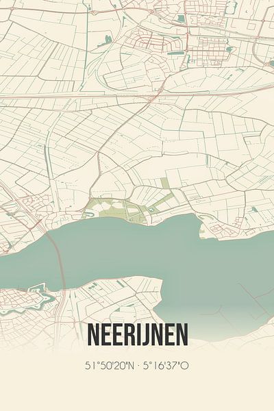 Vintage map of Neerijnen (Gelderland) by Prints of Place