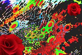 abstract with 2 red roses by Tatjana Korneeva
