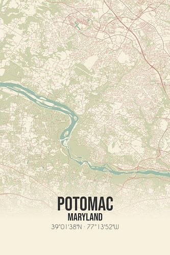 Alte Karte von Potomac (Maryland), USA.