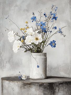 Vaas met bloemen, stilleven van Japandi Art Studio