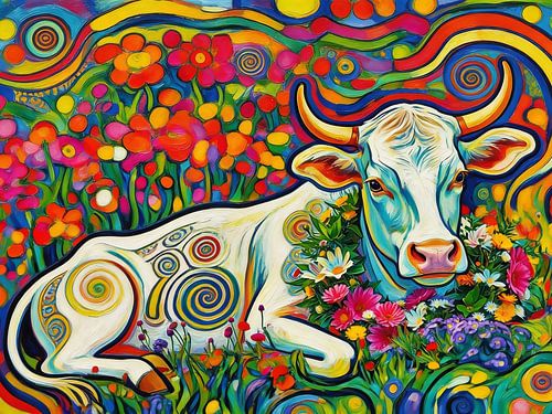 Gelukkige koe in de wei