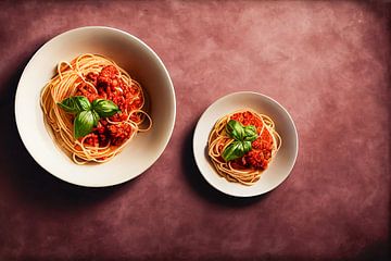Spaghetti mit Tomatensauce,  Art Illustration