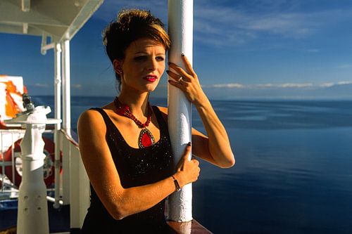 Lady aboard a cruise ship