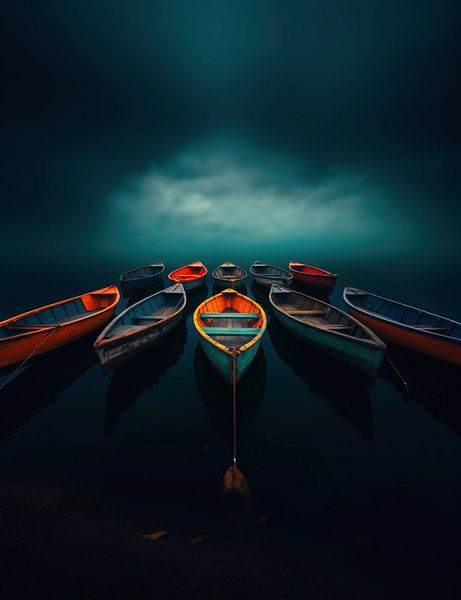 Kleurrijke boten in blauw water van fernlichtsicht