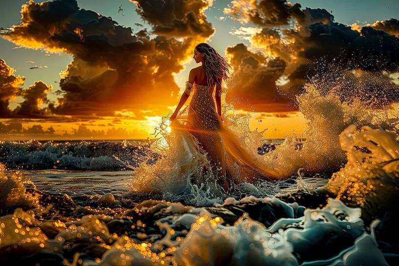 bride in the surf by Egon Zitter