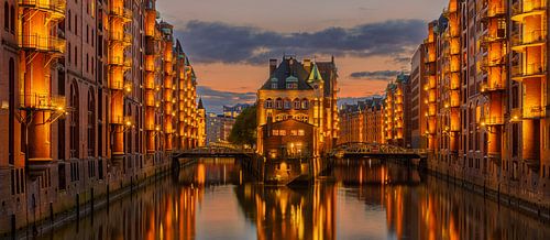 Panorama der Speicherstadt, Hamburg von Henk Meijer Photography