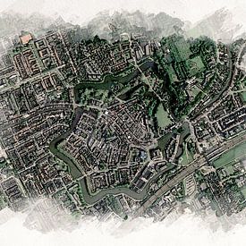 Map of Woerden in Watercolor Style by Aquarel Creative Design