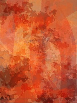 Colorful abstract art in orange, yellow, brown by Dina Dankers