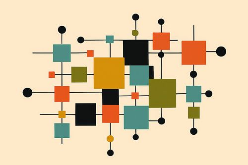 Mid-century vierkanten en lijnen