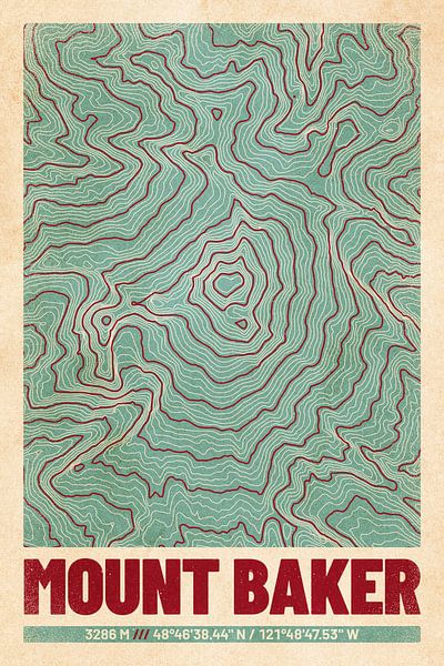 Mount Baker | Topographic Map (Retro) by ViaMapia