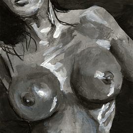 Seins nus en noir et blanc (n° 114) | RalfM sur KUNSTprojektRALFM