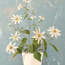 Summer flowers in pot, illustration