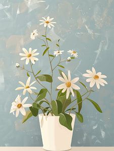 Sommerblumen im Topf, Illustration
