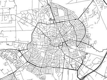 Karte von Hilversum in Schwarz ud Weiss von Map Art Studio