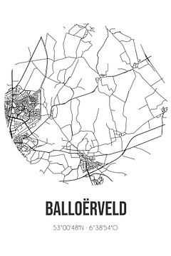 Balloërveld (Drenthe) | Carte | Noir et blanc sur Rezona