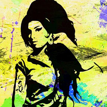 Portrait abstrait moderne d'Amy Winehouse sur Art By Dominic