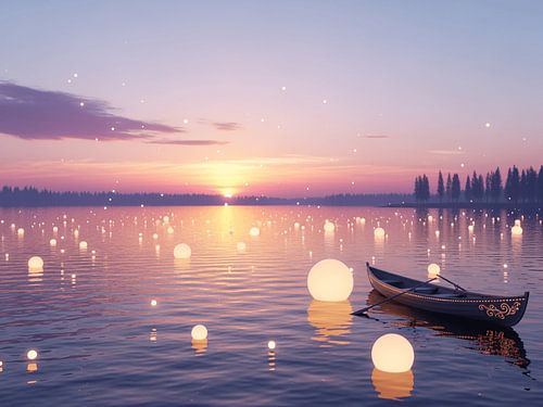 Morgenpoesie am See – Hoffnungsvolle Lichtkugeln im Sonnenaufgang
