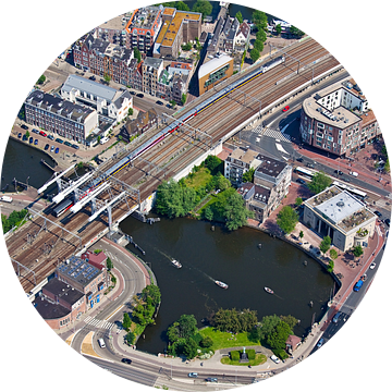 Luchtfoto spoorbrug Amsterdam van Anton de Zeeuw