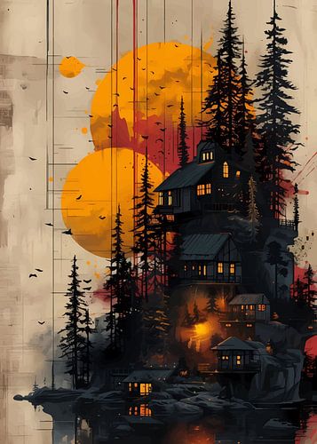 La maison du lac au clair de lune