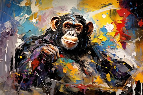 Chimpansee als modern schilderij