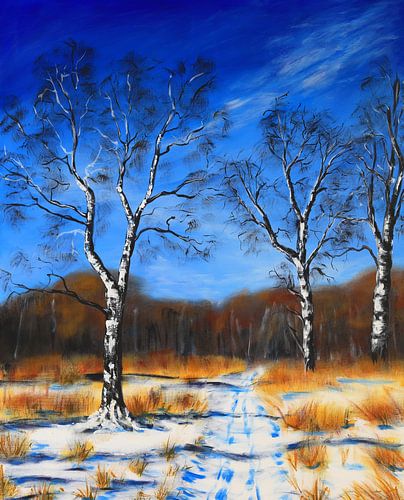 Paysage hivernal avec des arbres de bouleau