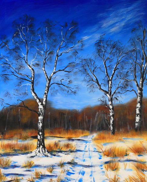 Winterlandschaft mit Birkenbäumen von Karen Kaspar