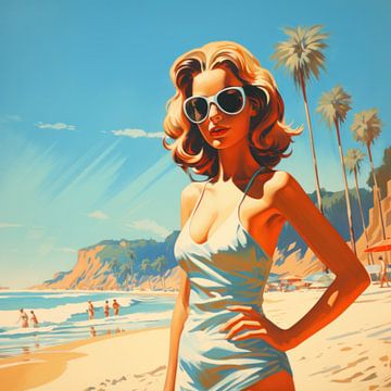 Femme sur une plage californienne sur ARTemberaubend
