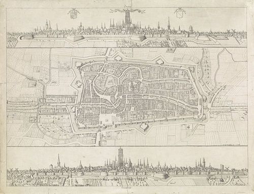 Plattegrond en profiel van de stad Utrecht, Adam van Vianen (I), 1598