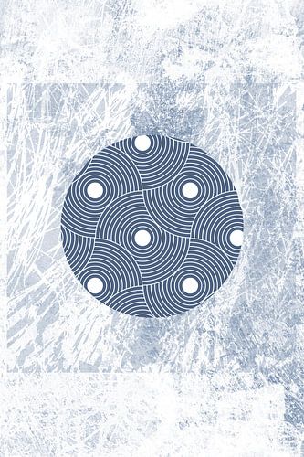 Ikigai. Abstracte minimalistische Zen kunst. Japanse stijl in blauw VII