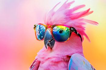 Cacatoès coloré avec lunettes de soleil chic