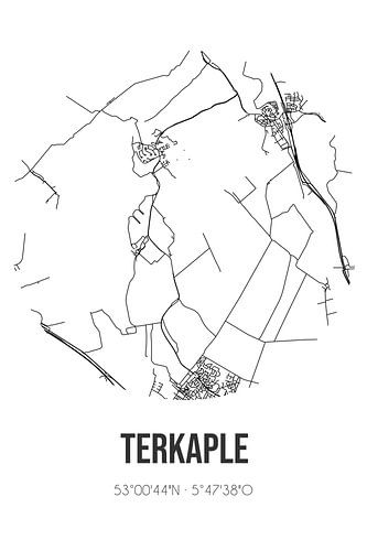 Terkaple (Fryslan) | Karte | Schwarz und Weiß